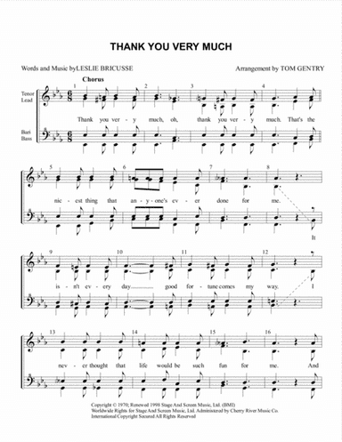 Thank You Very Much (arr. Tom Gentry)