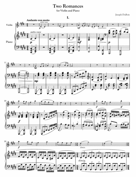 Two Romances for violin and piano