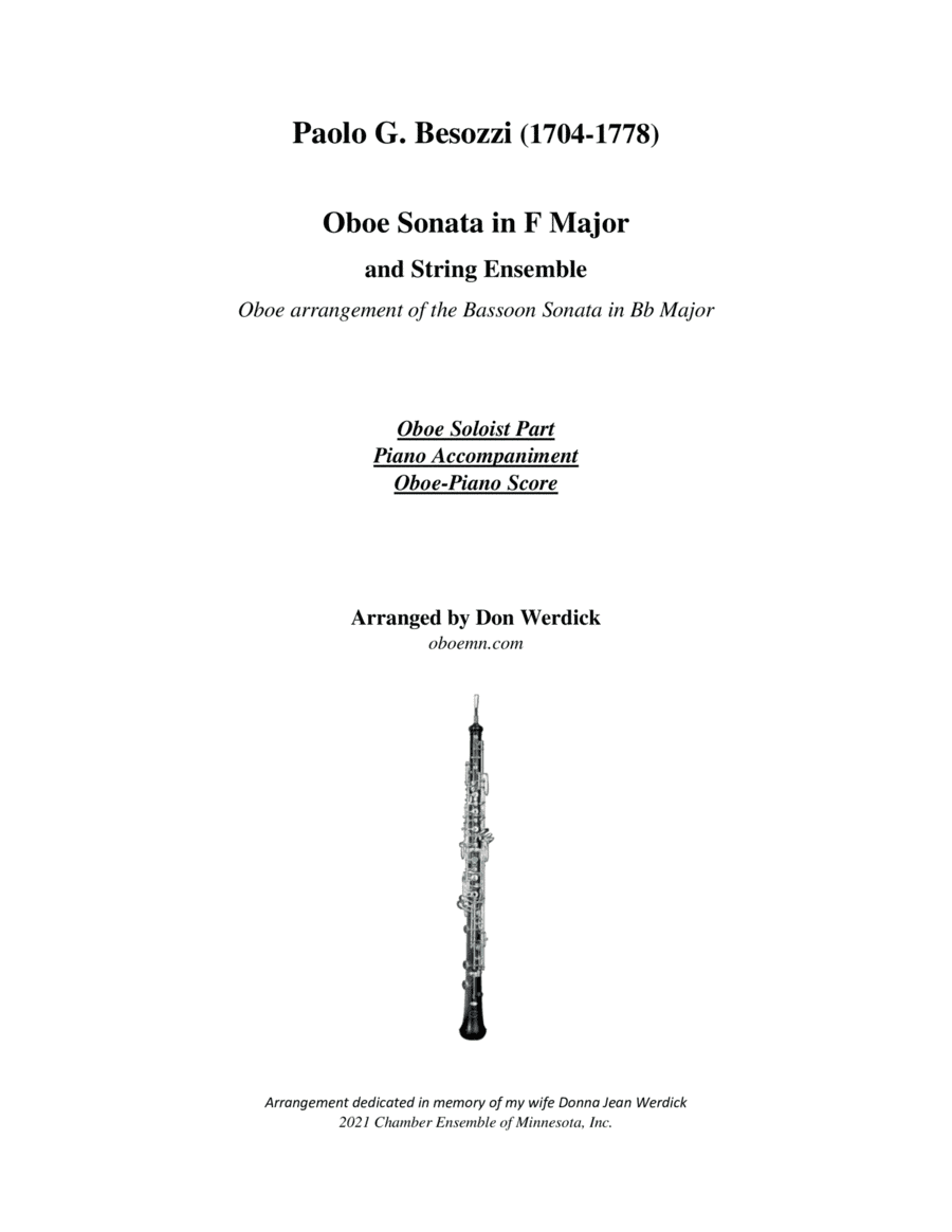 Oboe Sonata in F Major (arr. Don Werdick (1946 - ))
