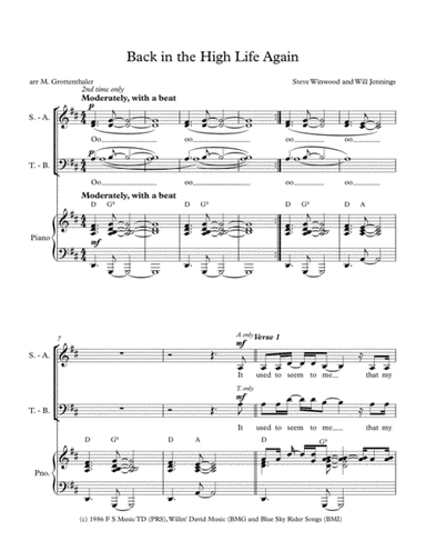 Back In The High Life Again (arr. Margaret Grottenthaler)