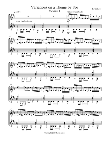 Variations on a Theme by Sor (Flute and Guitar) - Var. 1