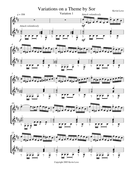 Variations on a Theme by Sor (Flute and Guitar) - Var. 1