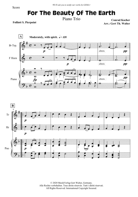 For The Beauty Of The Earth (arr. Gert Th. Walter)