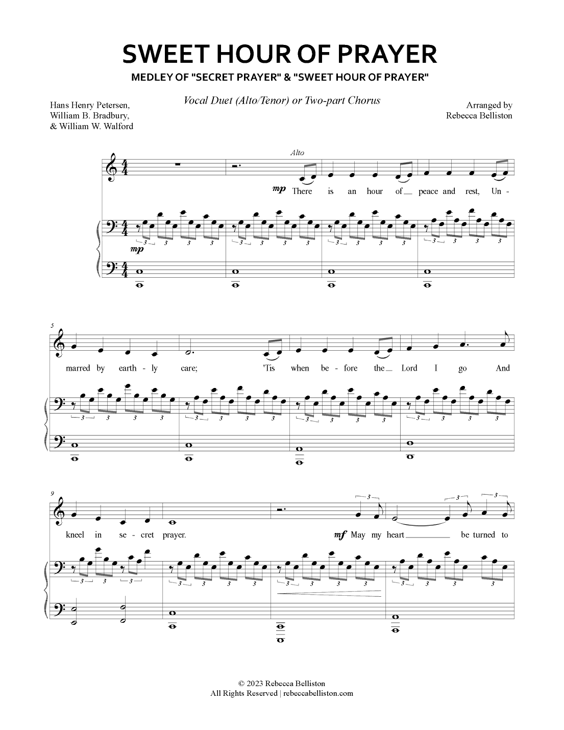 Sweet Hour of Prayer medley (Alto/Tenor Vocal Duet) (arr. Rebecca Belliston)