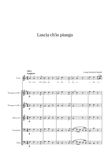 Haendel - Lascia ch’io pianga (for Soprano and Brass Quintet) (arr. Cadenza Editions)