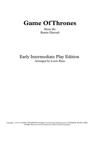 Game Of Thrones (arr. Lewis Ryan)