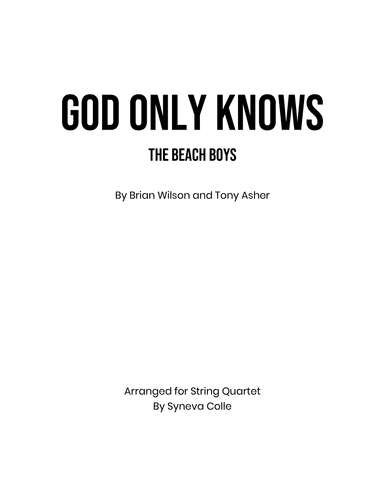God Only Knows (arr. Syneva Colle)