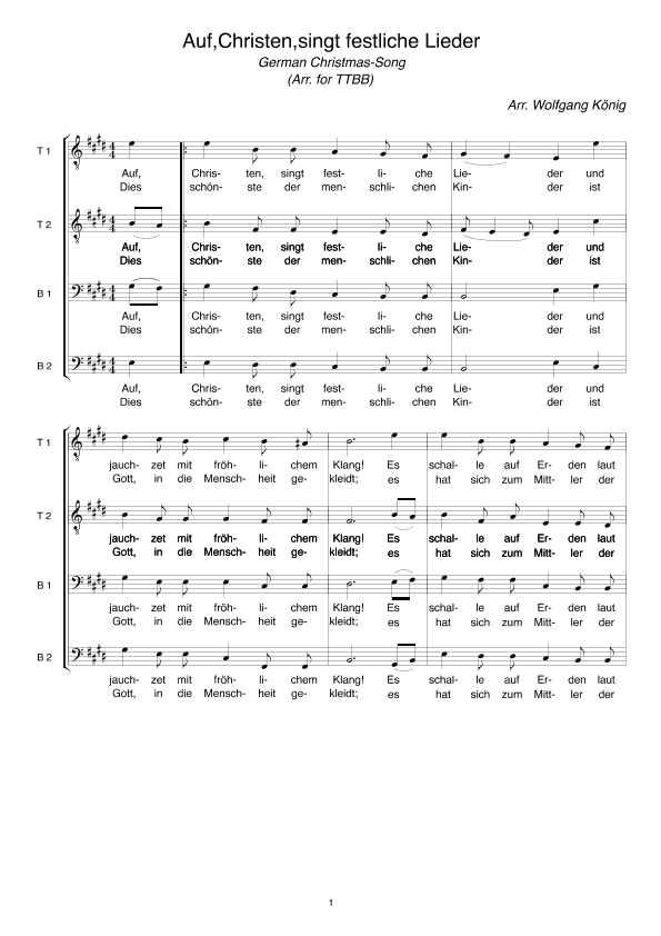 Auf, Christen, singt festliche Lieder (arr. Wolfgang König)