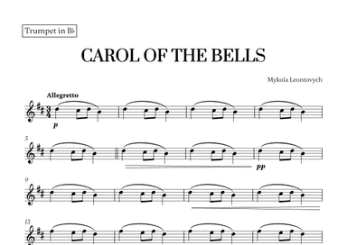 Carol of the Bells (Very Easy/Beginner) - A minor (for Trumpet) (arr. Cadenza Editions)