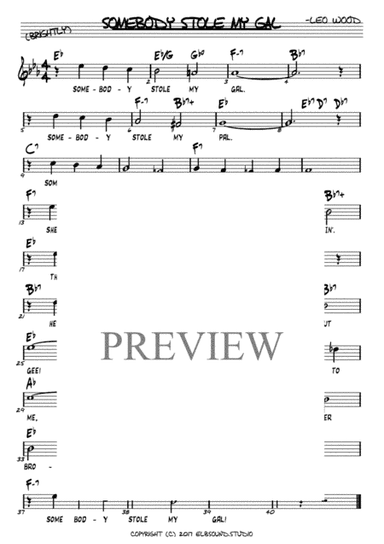 Somebody Stole My Gal (Vocals w/Chords, Key: Eb, Realbook Style) (arr. Jan Angermüller)