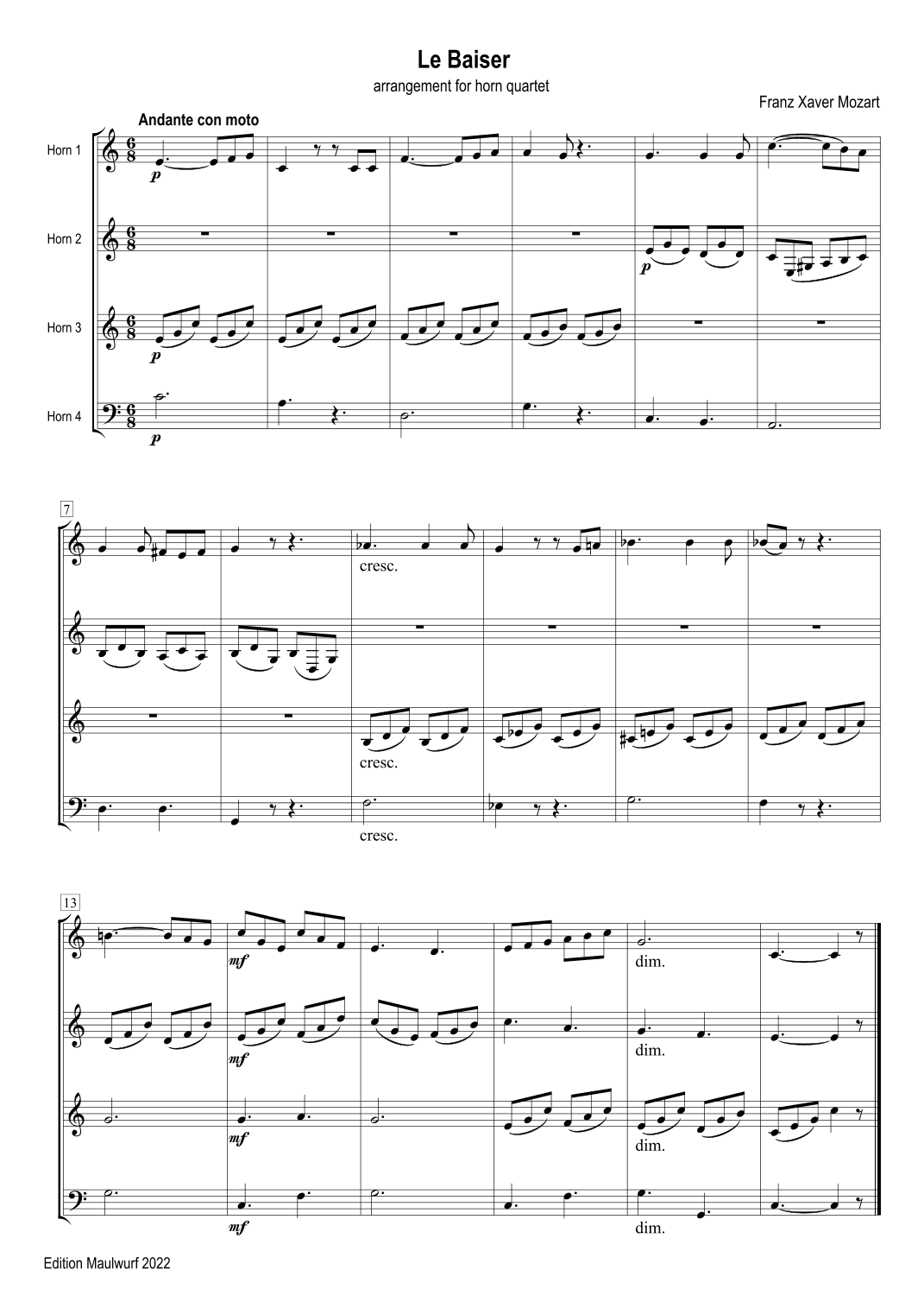 Le Baiser (arr. Edition Maulwurf)