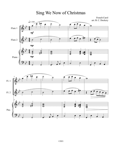 Sing We Now of Christmas (Flute Duet with Piano Accompaniment) (arr. B. C. Dockery)