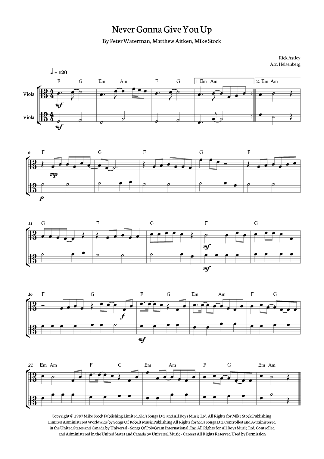 Never Gonna Give You Up (arr. Heisenberg)
