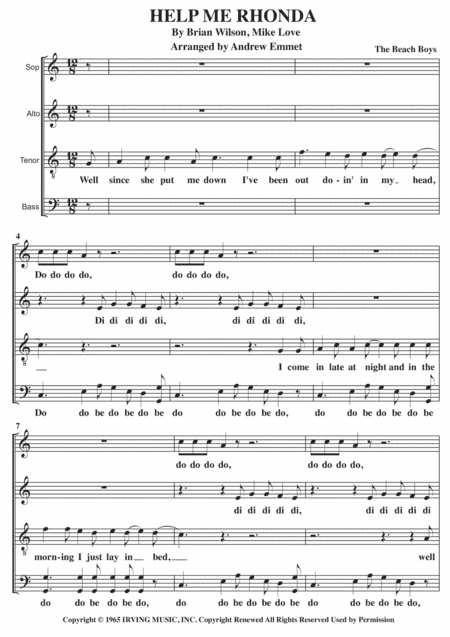 Help Me Rhonda (arr. Andrew Emmet)