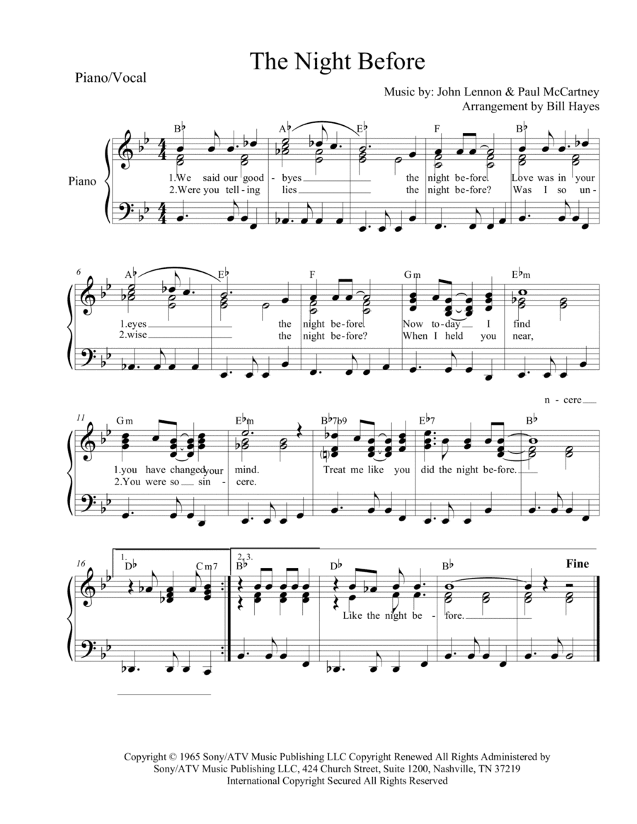 The Night Before (arr. Bill Hayes)