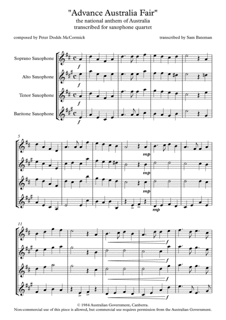 Advance Australia Fair (arr. Sam Bateman)