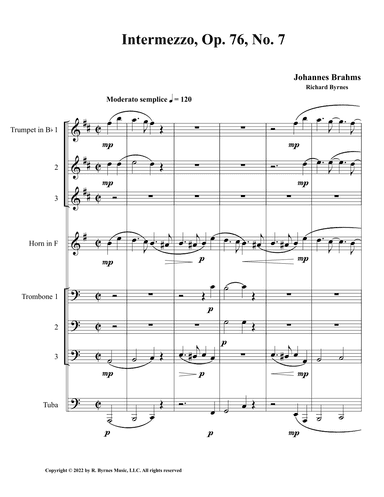 Intermezzo, Op. 76, No. 7 (Brass Octet) (arr. Richard Byrnes)