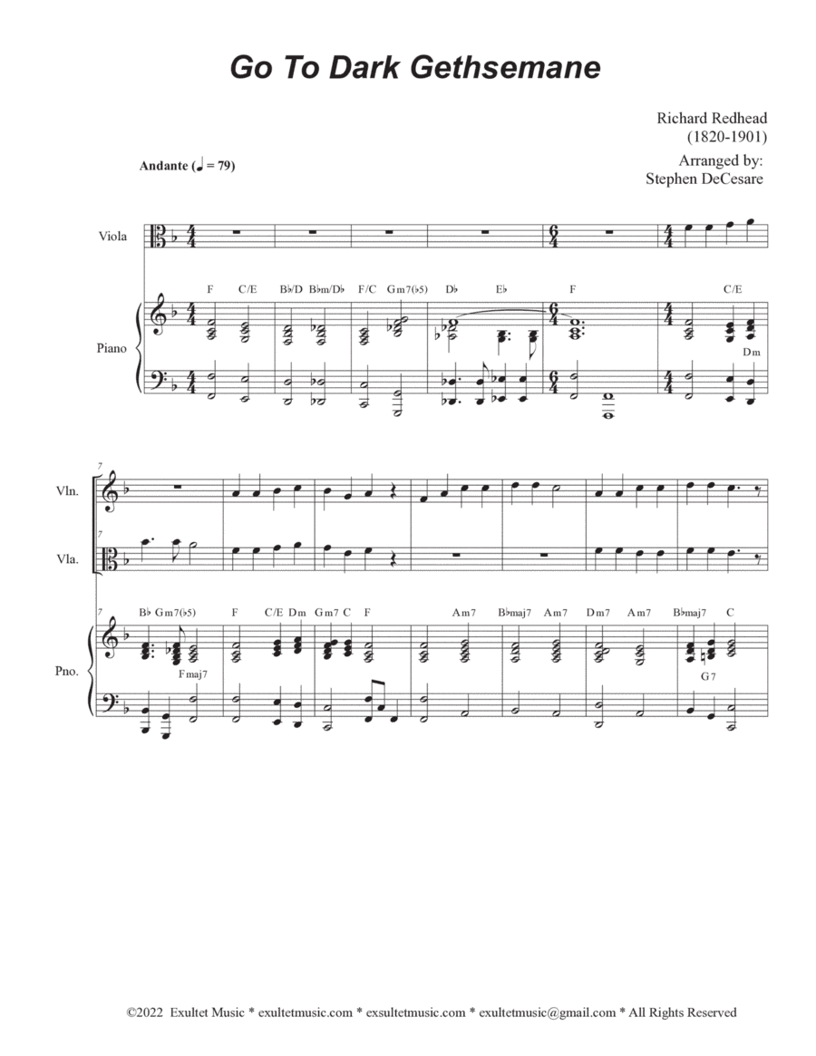Go To Dark Gethsemane (Duet for Violin and Viola) (arr. Stephen DeCesare)