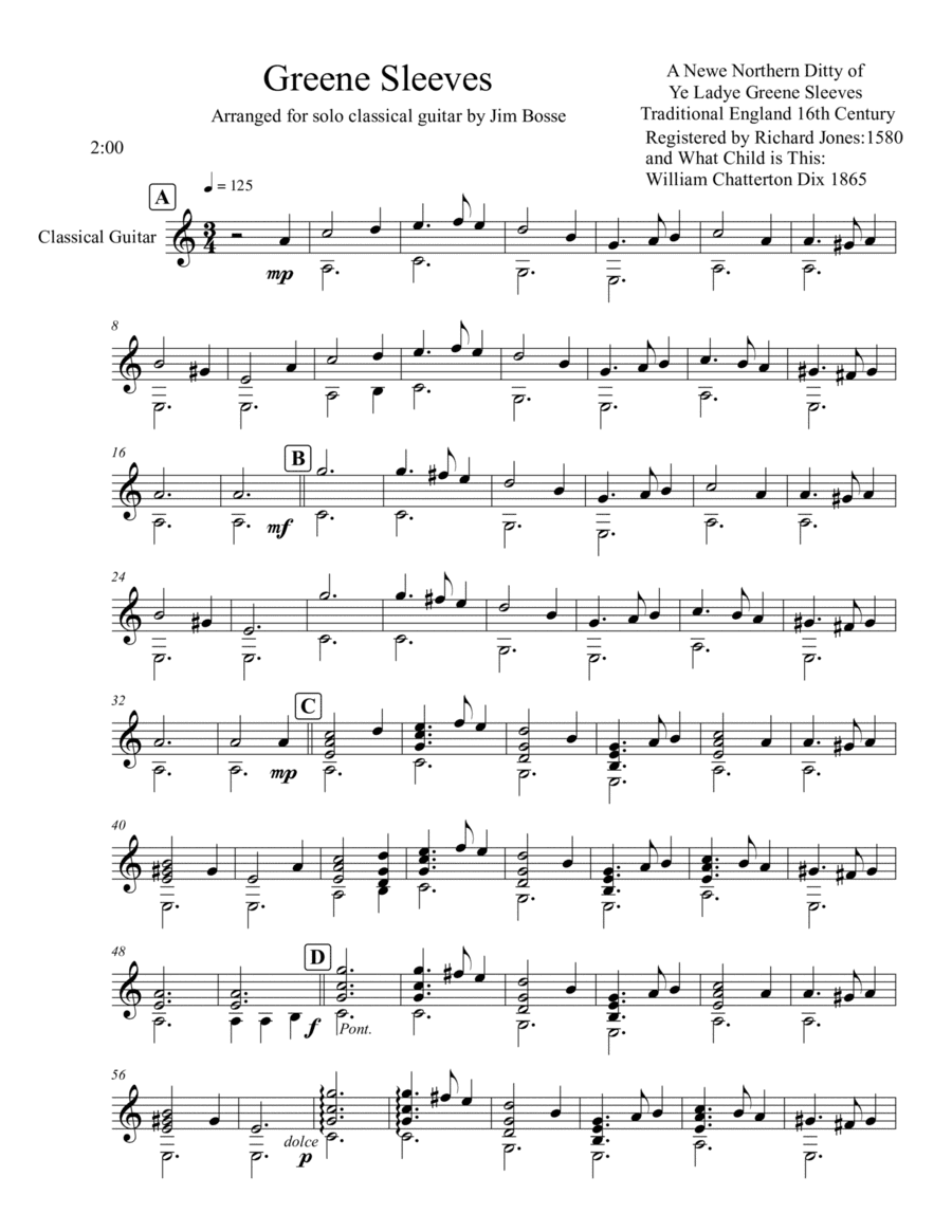 Greene Sleeves (arr. Jim Bosse)
