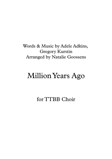Million Years Ago (arr. Natalie Goossens)
