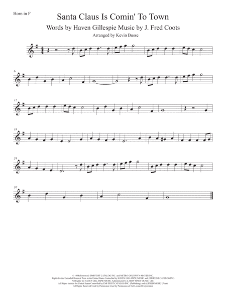 Santa Claus Is Comin' To Town (arr. Kevin Busse)