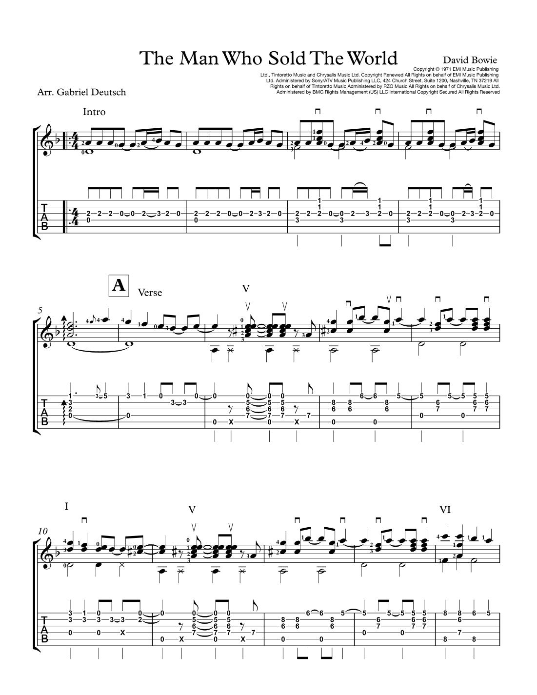 The Man Who Sold The World (arr. Gabriel Deutsch)