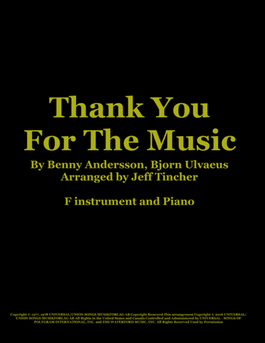 Thank You For The Music (arr. Jeff Tincher)