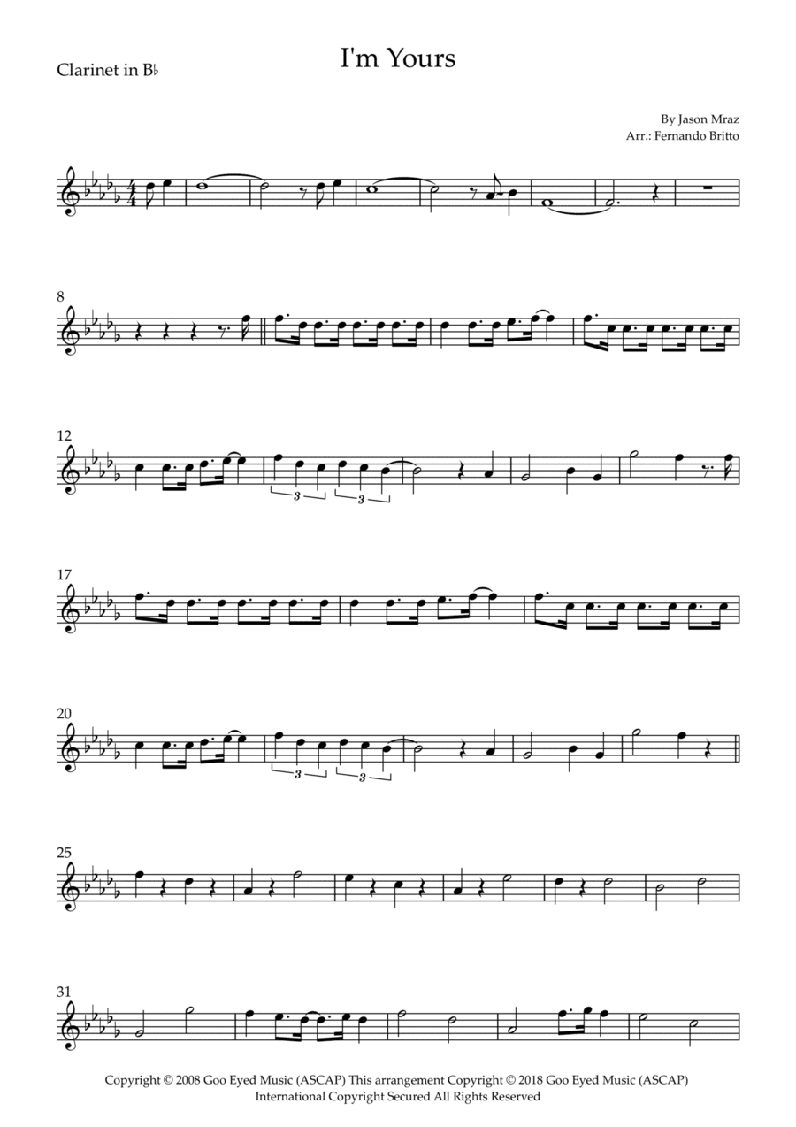 I'm Yours (arr. Fernando Britto)