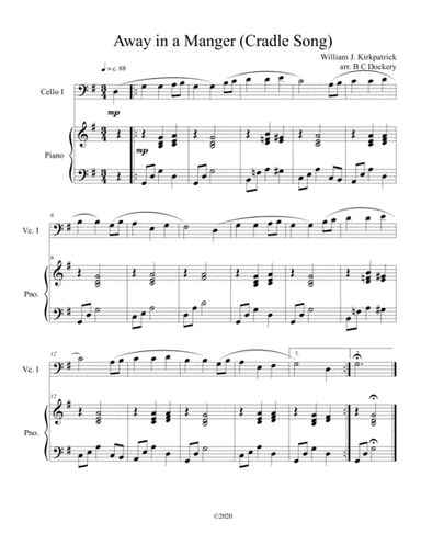 Away in a Manger (Cradle Song) for Cello with piano accompaniment (arr. B C Dockery)