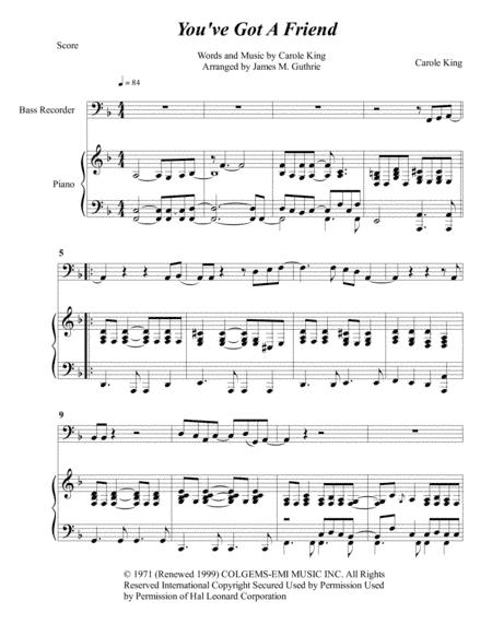 You've Got A Friend (arr. James M. Guthrie, ASCAP)