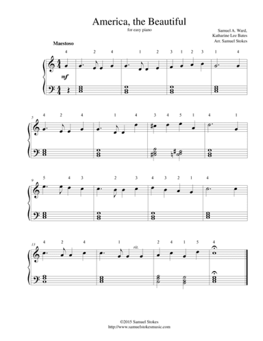 America, the Beautiful (O Beautiful for Spacious Skies) - for easy piano (arr. Samuel Stokes)
