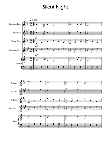 Silent Night - Sax Quartet w/ Piano (arr. Ygor Nunes)