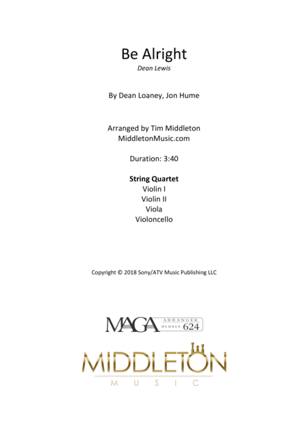 Be Alright (arr. Tim Middleton)