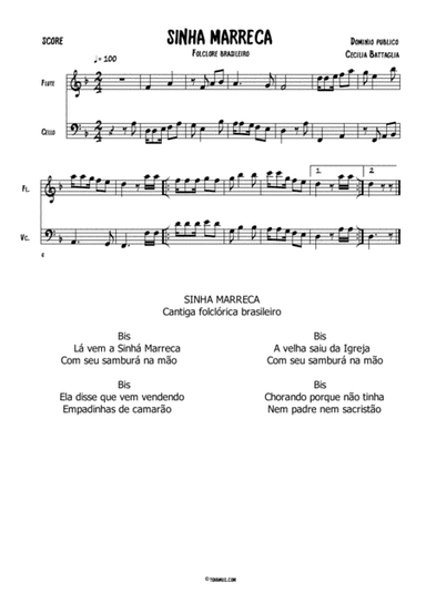 "Sinhá Marreca" - Brasilian folksong (arr. Cecilia Battaglia)