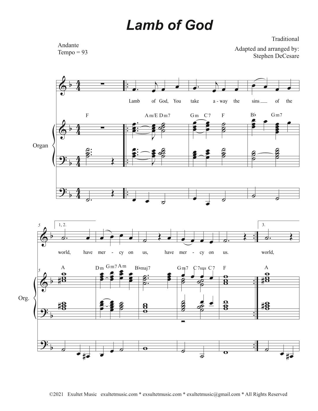 Lamb of God (from "Mass for Our Lenten Journey") (Unison Choir) (arr. Stephen DeCesare)