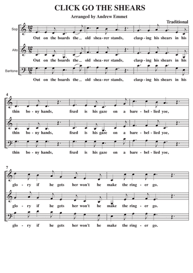 Click Go The Shears A Cappella SAB (arr. Andrew Emmet)