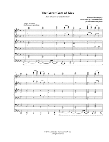 The Great Gate Of Kiev - Mussorgsky; transcribed for six hands (one piano.) (arr. Len Rhodes)
