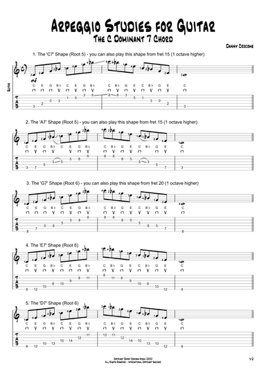 Arpeggio Studies for Guitar - The C Dominant 7 Chord