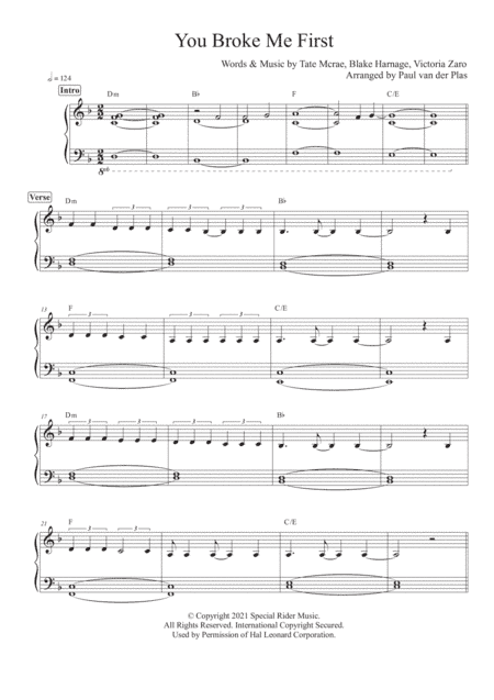 You Broke Me First (arr. Paul van der Plas)