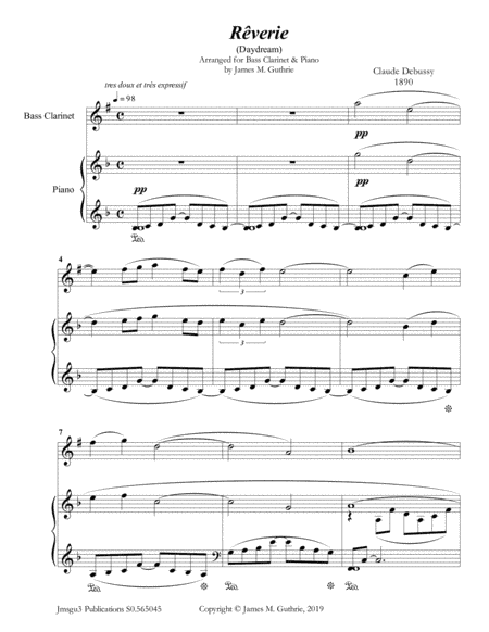 Debussy: Reverie for Bass Clarinet & Piano (arr. James M. Guthrie)