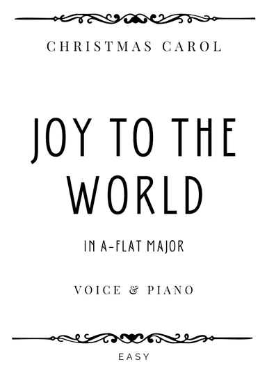 Mason - Joy to the World in A-Flat Major for Low Voice & Piano - Easy (arr. Piacere Music Sheets)