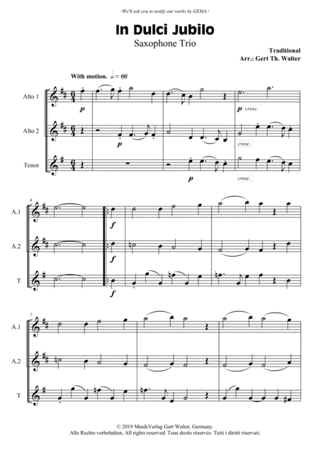 In Dulci Jubilo (arr. Gert Th. Walter)