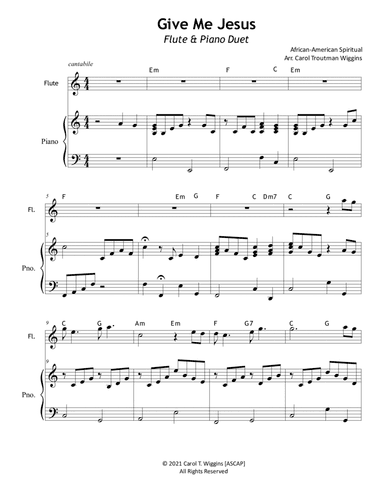 Give Me Jesus (Flute & Piano) (arr. Carol Troutman Wiggins)