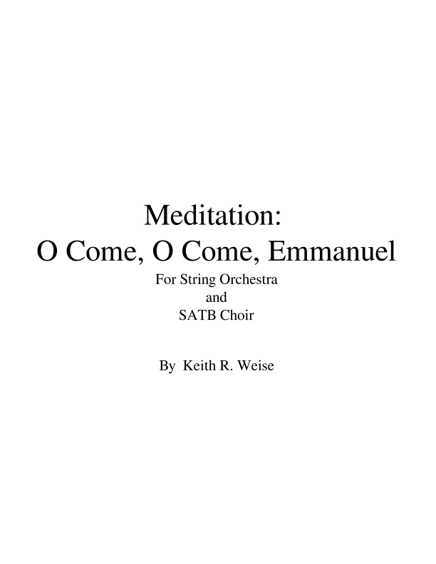 Meditation:  O Come, O Come Emmanuel - Score Only