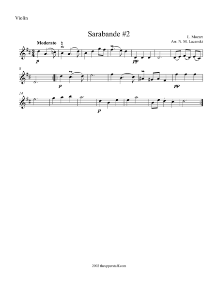 Sarabande #2 (arr. Nick Lacanski)