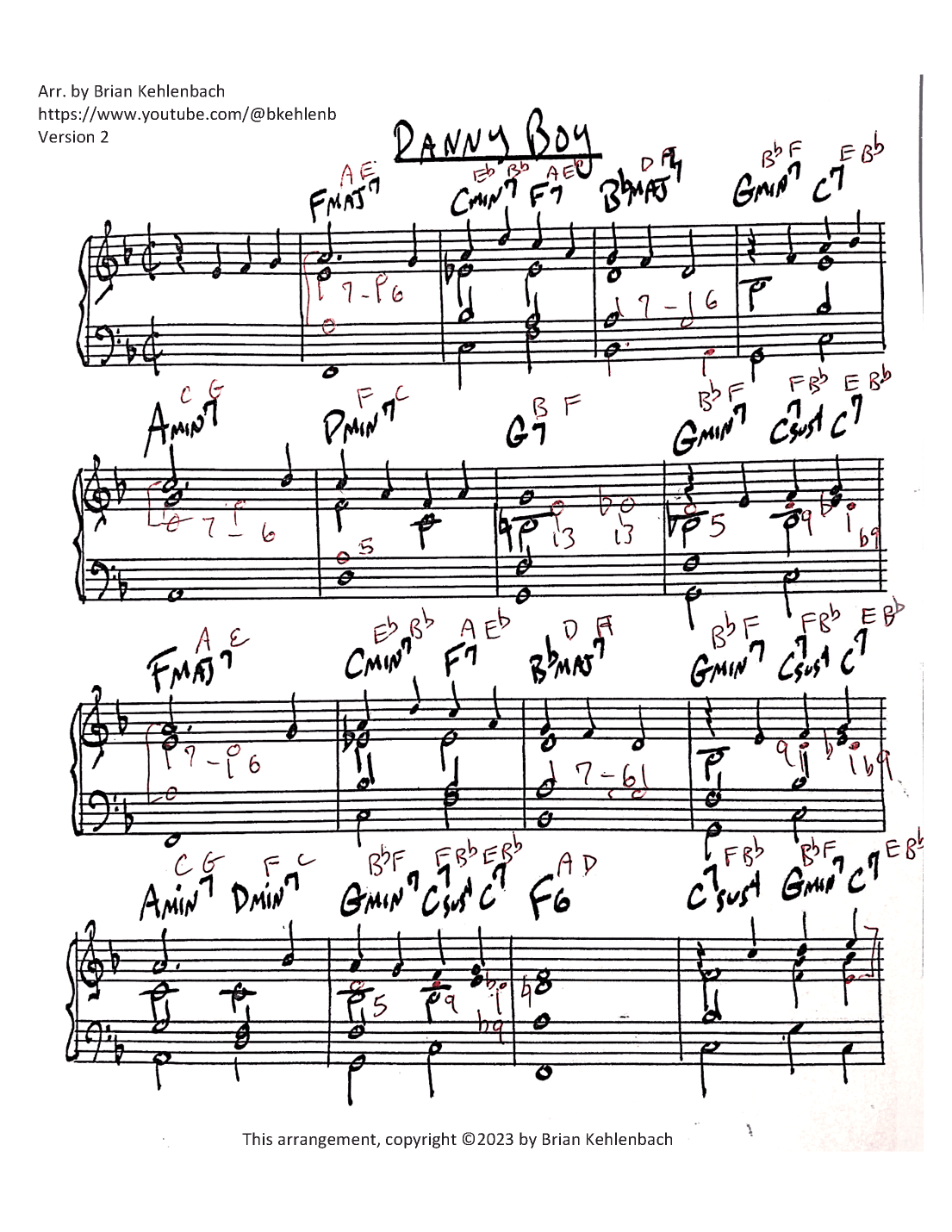 Danny Boy jazz piano arrangement