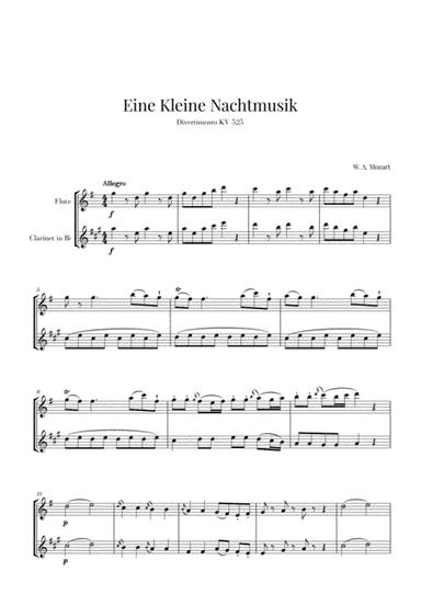 Eine Kleine Nachtmusik for Flute and Clarinet (arr. Cadenza Editions)