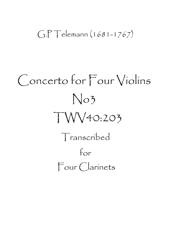 Concerto for Four Violins No.3 Transcribed for Four Clarinets (arr. Spence Bundy)