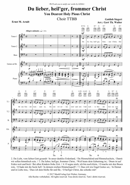 You Dearest Holy Pious Christ (arr. Gert Th. Walter)