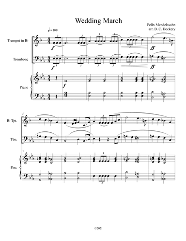 Wedding March (Trumpet and Trombone Duet) with optional piano accompaniment (arr. B. C. Dockery)